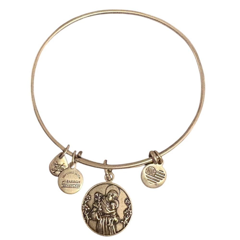 Alex and Ani Silver St Anthony Charm Bangle Bracelet